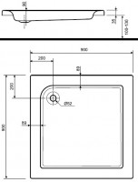 KOLO STANDARD PLUS sprchová vanička čtvercová 90x90x9 cm, akrylátová XBK1590000